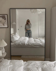 Large Black Edged Aluminium Wall Leaner Mirror 68