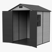 Plastic Garden Shed Apex Roof 6X8FT with Floor Panel Lockable Storage House Grey