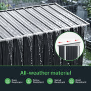 4 x 9ft Lean to Garden Metal Shed Ventilated Tool Storage House Waterproof Sheds