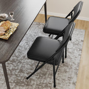 GarveeMore Folding Chairs Set of 4 with Cushioned Seat, Steel Frame black