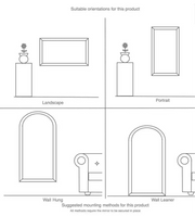 Takara - Full Length Leaner Gold Metal Rectangle Mirror - 180cm x 105cm