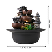 Water Feature Indoor Tabletop LED Sound Fountain Waterfall Home Decor 3 Bowls