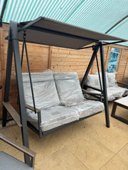 SunVilla Pine Knoll 2 Seater Cushioned Garden Swing Seat Canopy Beige Aluminium