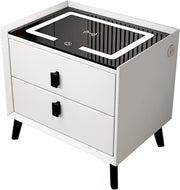 LED Nightstand Smart Bedside Table Modern End Table With USB Ports & Drawer