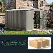 10 x 8FT Garden Shed Metal Apex Roof Outdoor Storage House With Free Foundation