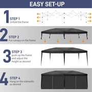 6m x 3m Garden Heavy Duty Pop Up Gazebo Marquee Party Tent Wedding Canopy Black
