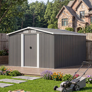 10x8FT Extra Large Garden Shed Metal Apex Roof Outdoor Storage With Door & Vent