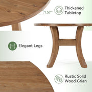 Round Solid Wood Dining Table 120cm Farmhouse Circle Kitchen Table for 6 Person