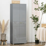 Tall Kitchen Storage Cupboard Cabinet Pantry Grey Freestanding Unit high gloss