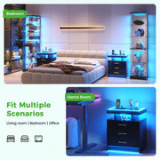 LED Bedside Table with Charging Station & Motion Sensor – Smart Bedroom Cabinet