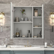 Bathroom Mirror Cabinet LED Wall Mounted 650x600mm with Demister Shaver Storage