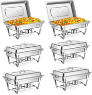 4/6/8PCS 8QT Chafing Dish Stainless Steel Rectangular Chafer Food Warmer Set UK
