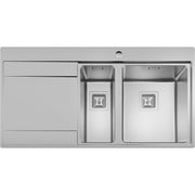 1.5 Bowl Square Inset Stainless Steel Kitchen Sink with Left Hand Drainer Silver