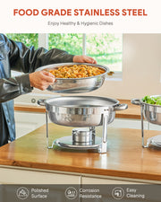 WILPREP 6 Pack 5L Chafer Chafing Dish Set Stainless Steel Bain Marie Food Warmer
