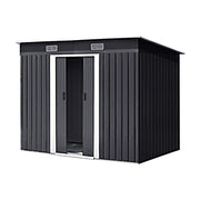 4x8 FT Flat Roof Steel Storage Shed, Pre-drilled Steel Panels, Outdoor Tool Shed