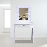 Dressing Table With LED Lights Mirror Stool Set Makeup Desk Vanity Table Bedroom