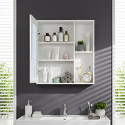 Bathroom Wall Cabinet Storage Cupboard with Mirror Wooden Shelves White