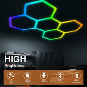 5 Hexagon LED Lighting Detailing Garage RGB Workshop Retail Car Showroom APP