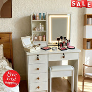 Makeup Desk Home Dressing Table Vanity with Stool Drawer & LED Mirror NEW *