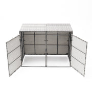 Double Wheelie Bin Store Poly Rattan Garden Outdoor Garbage Storage Shed Cover