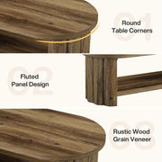47.24-Inch Modern Wooden Oval Coffee Table with Storage Shelf for Living Room
