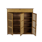 Bamboo Shoe Cabinet with Doors Shoe Rack Living Room Entryway Closet Organizers