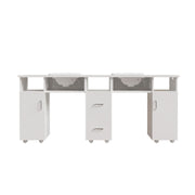 Pro Double Manicure Table Salon Nail Art Station Beauty Desk with Dust Collector