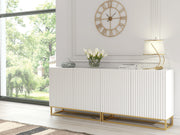 TV Unit TV Stand Sideboard Cabinet Media Console White Gold Fluted Modular 200cm
