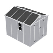 Grey Plastic Outdoor Storage Shed 8x8 FT with Double Windows for Tool Bike Store