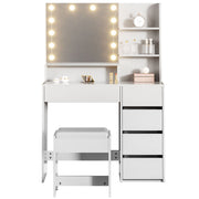 Dressing Table With 5 Drawers LED Mirror Set Makeup Desk Vanity Table Bedroom