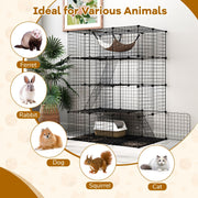 4-Tier Large Cat Cage 143cm Indoor Enclosure With Hammock