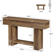 55.1-Inch Farmhouse Console Table Narrow Entryway Table with Storage for Hallway