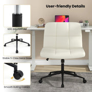 Criss Cross Chair PU Leather Upholstered Cross-legged Office Chair