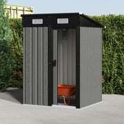 4.3 x 4.3ft Garden Storage Shed with Sliding Door Outdoor Patio Grey Wood Grain