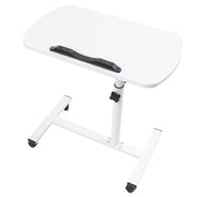 Adjustable Overbed Table Over Hospital Bed Tray with Wheels for Home Use White