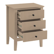 3 Drawer Bedside Table Hales Tan Range bedroom storage furniture fluted scandi