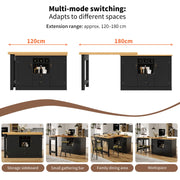 360° Swivel Dining Bar Table Kitchen Island, with Storage Cabinet with Wine Rack