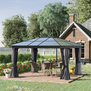 3.6 x 4m Aluminium Hardtop Gazebo Canopy with Polycarbonate Roof & Sidewalls
