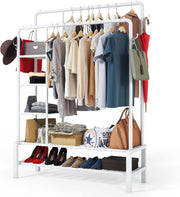 Heavy Duty Double Clothes Rail Shoe Storage Garments Hanging Display 120Kg