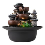 Water Feature Indoor Tabletop LED Sound Fountain Waterfall Home Decor 3 Bowls
