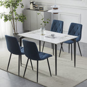 4X Dining Chairs Set Faux Suede Leather Padded Seat Metal Legs Kitchen Office