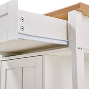 2 Doors 2 Drawers Rolling Kitchen Island with Drop Leaf Tabletop and UK Socket