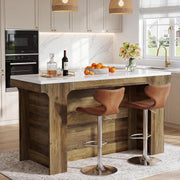 59'' Modern Bar Table Rectangular Counter Height Pub Table with Faux Marble Top