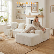 JUMBO CORD MODULAR L SHAPE CORNER SOFA 4 SEATER FURNITURE SETTEE SUITE POUFFE UK