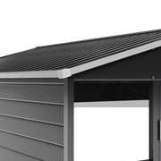 8X8.5 FT Metal Garden Shed Apex Roof With Double Doors Storage House Anthracite