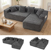 JUMBO CORD MODULAR L SHAPE CORNER SOFA 4 SEATER FURNITURE SETTEE SUITE POUFFE UK