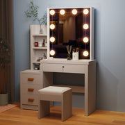 Dressing Table With Drawers Mirror Stool Set Makeup Desk Vanity Table Bedroom