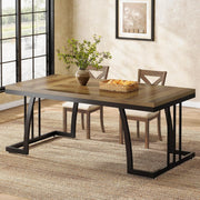 Rectangular Dining Table for 6 Seater, 160cm Farmhouse Wood Kitchen Dinner Table
