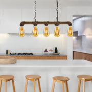5 Light Kitchen Island Pendant Linear Farmhouse Modern Pipe Lamp Lighting