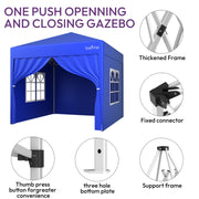 Heavy Duty 2.5x2.5m Pop Up Gazebo Waterproof Marquee with 4 Side Panels - Square